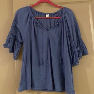 Old Navy Blue 3/4 Bell Sleeve Top